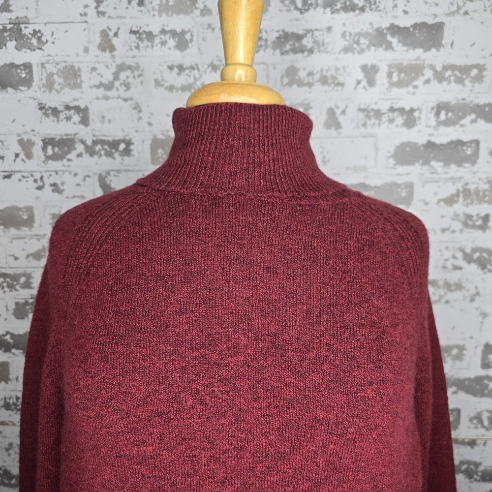 J Crew Sweater Womens Small Maroon Turtleneck Side Slits‎ Supersoft Alpaca Yarn - Picture 3 of 15